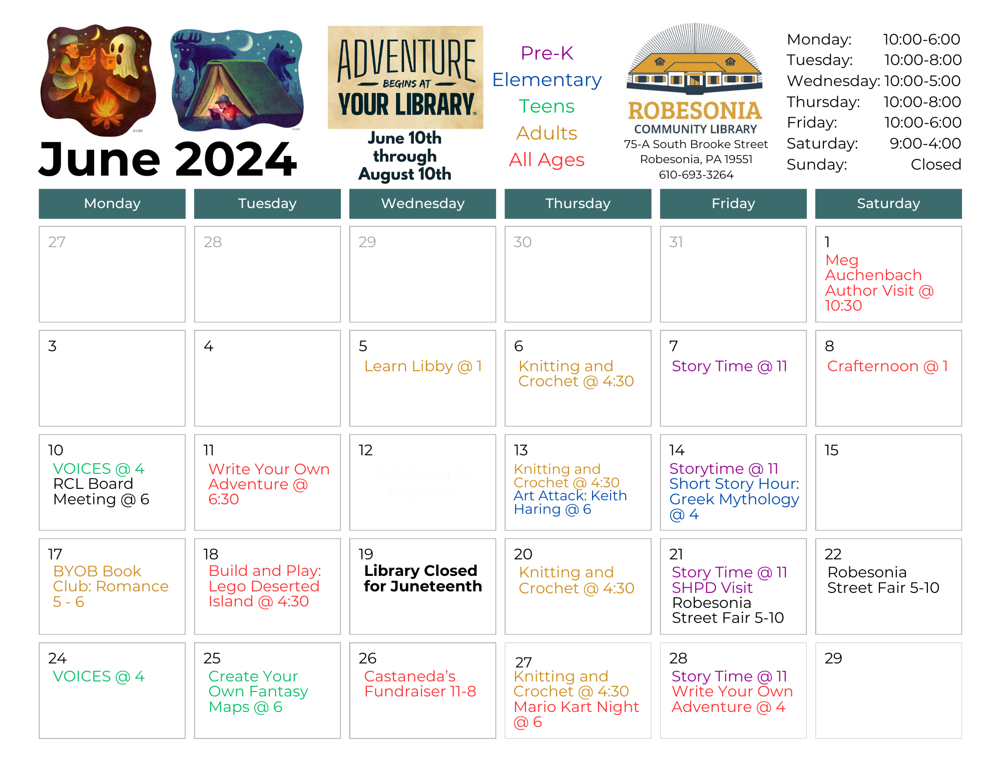 June's calendar of events