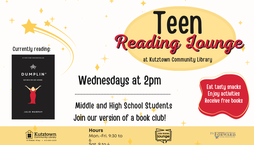Join us for Teen Reading Lounge at the library Wednesdays at 2:00pm in the summer.