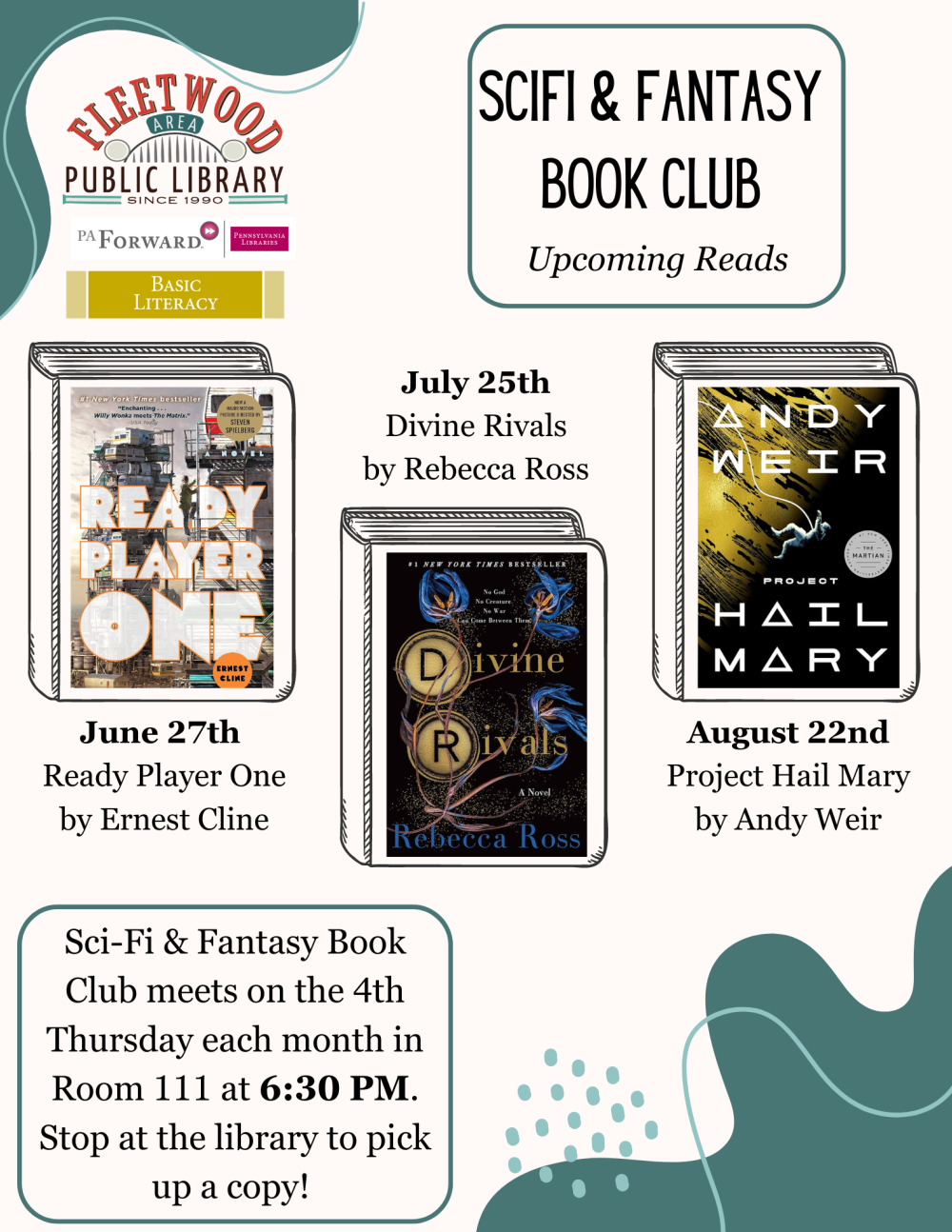 Sci-fi/Fantasy book club flyer
