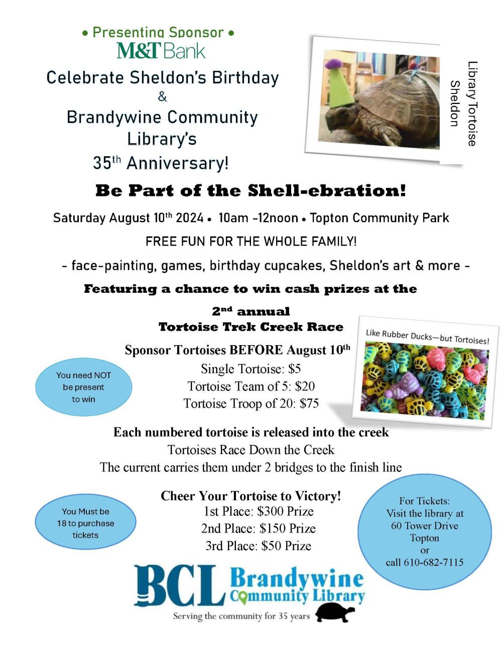 tortoise creek race and sheldon birthday party flyer