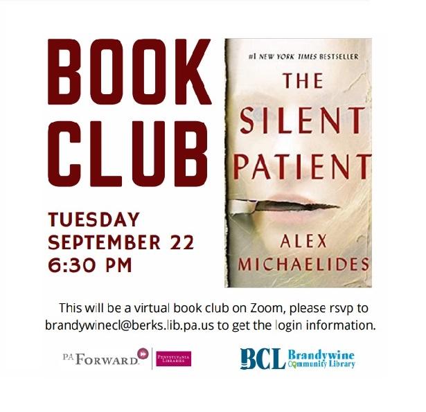 Book Club to discuss The Silent Patient flyer