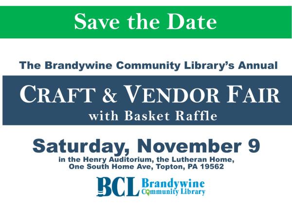 Annual Craft and Vendor Fair with basket raffle Saturday November 9th 10-2 in the Henry Auditorium at The Lutheran Home of Topton