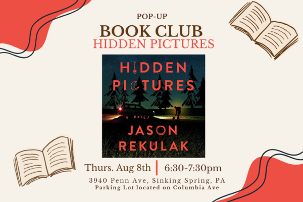 Date and time for book club with cover art of Hidden Pictures by Jason Rekulak