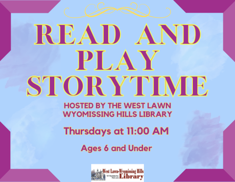 Thursdays at 11:00 AM  Read stories, sing songs, and enjoy activities and time to play and explore!  Ideal for ages 6 and Under