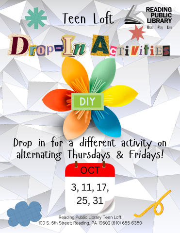 Drop in for a different DIY activity on alternating Thursdays & Fridays!