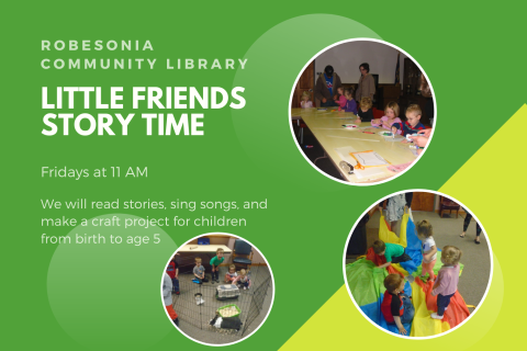 images of children making crafts, listening to stories, and playing