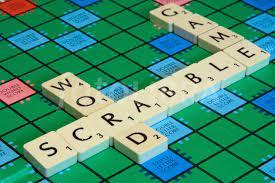 scrabble board with words on it