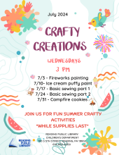 Crafty Creations on Wednesdays at 3:00