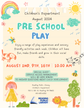 Pre School Play on Fridays at 10:00