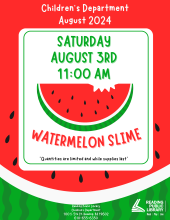 Slime Saturday on August 3 at 11:00
