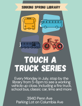 Touch a truck series Mondays in July. 5-6pm. Service vehicles pictured.
